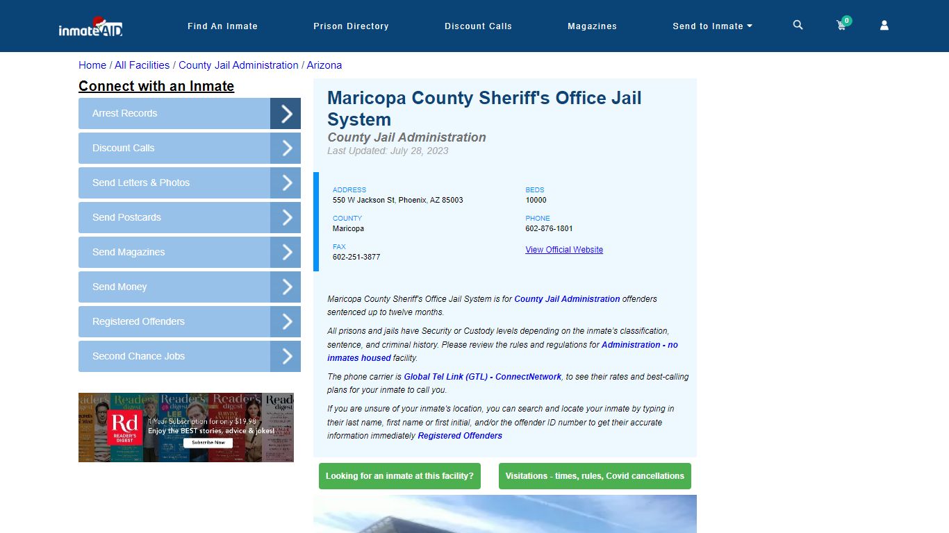 Maricopa County Sheriff's Office Jail System - InmateAid